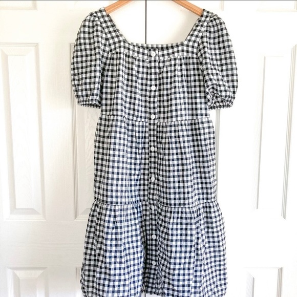 beachlunchlounge Gingham Button Down Marcela Sundress Black White Size Small - Picture 2 of 7
